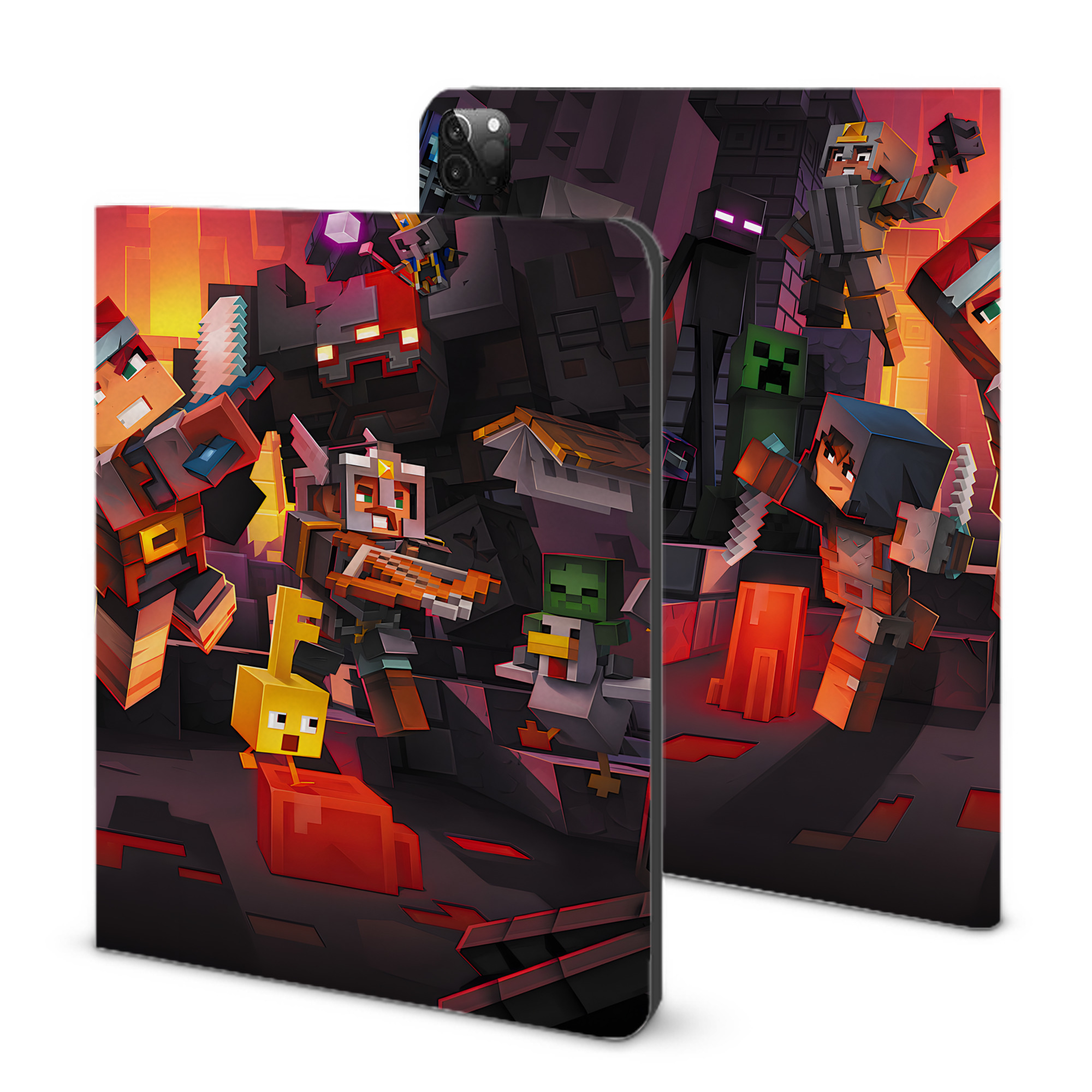 （画像用） マインクラフト ブロックの世界 Minecraft MC Block world IPadケース ペンホルダー付き ブックスタイルデザイン